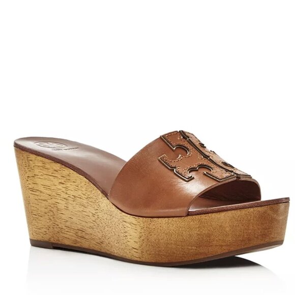 Tory Burch Ines Double Leather Wedge Size 8 - Picture 2 of 9